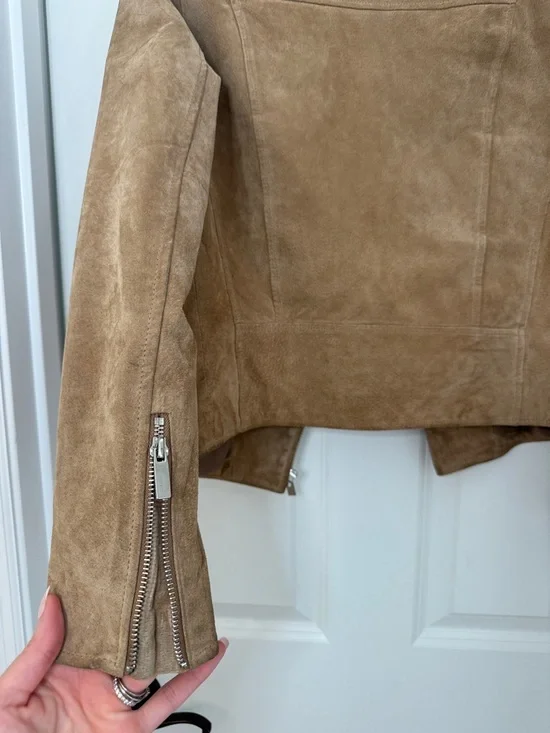 Mango Suede Biker Jacket in Camel - Picture 10 of 13
